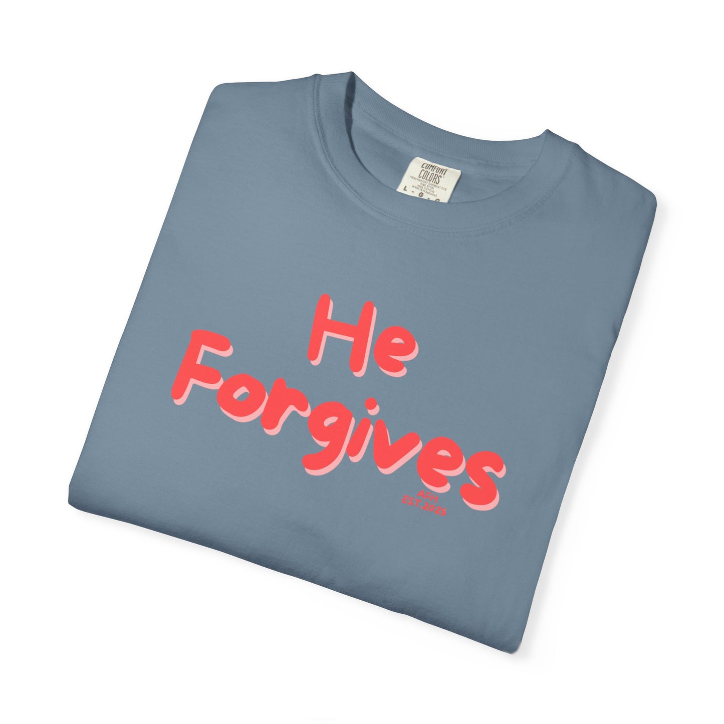 Inspirational Unisex T-Shirt - "He Forgives" - Casual Wear, Gift for Friends, Spiritual Apparel, Everyday Comfort, Motivational Clothing