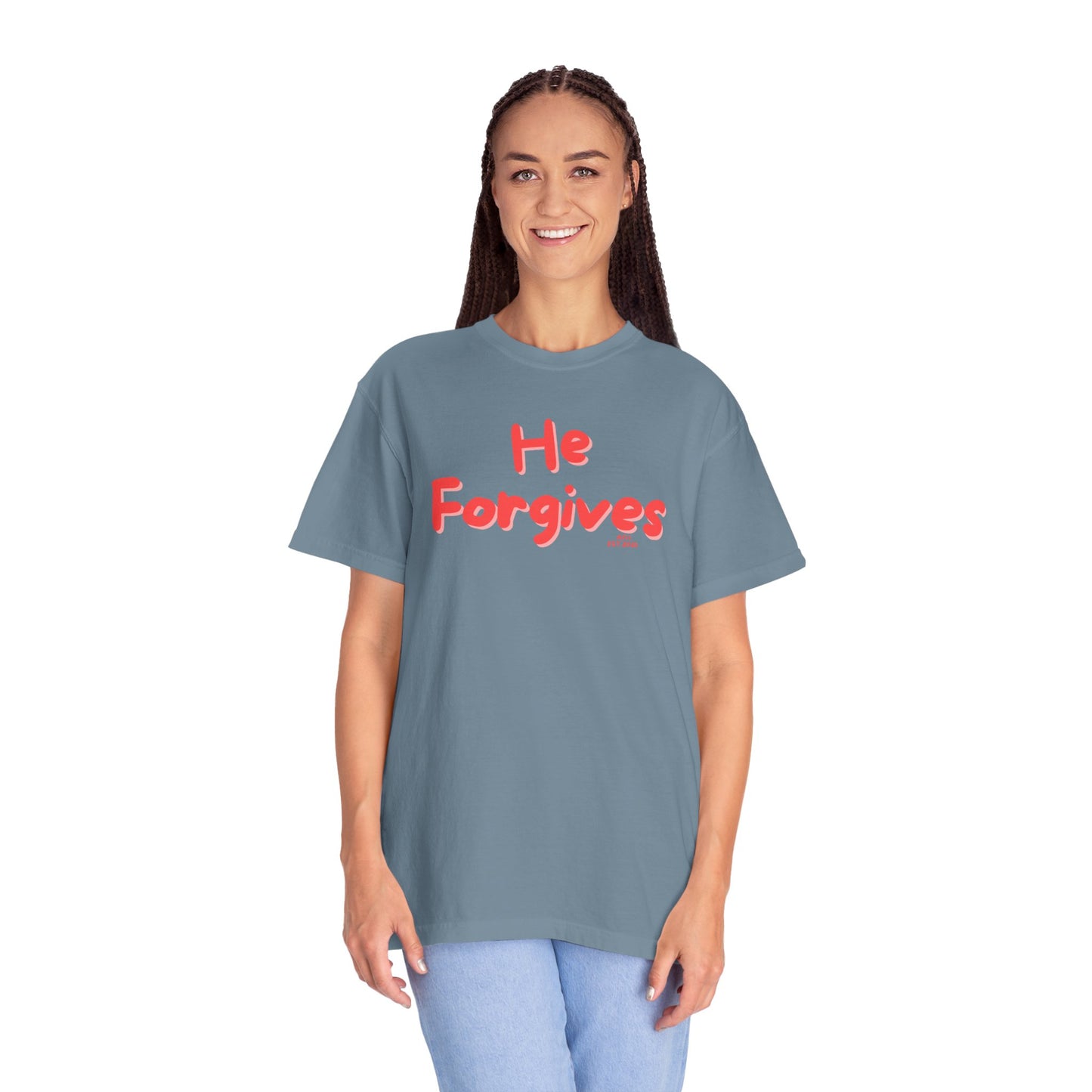 Inspirational Unisex T-Shirt - "He Forgives" - Casual Wear, Gift for Friends, Spiritual Apparel, Everyday Comfort, Motivational Clothing
