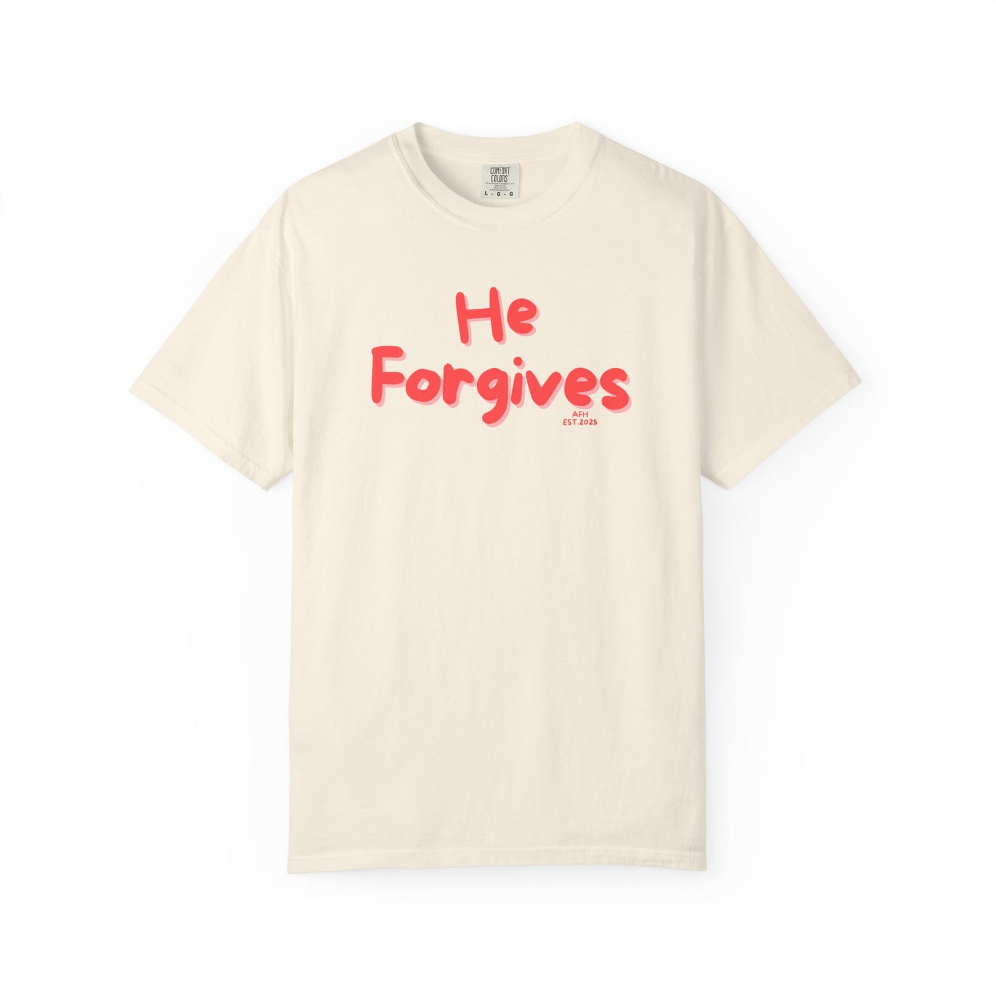 Inspirational Unisex T-Shirt - "He Forgives" - Casual Wear, Gift for Friends, Spiritual Apparel, Everyday Comfort, Motivational Clothing